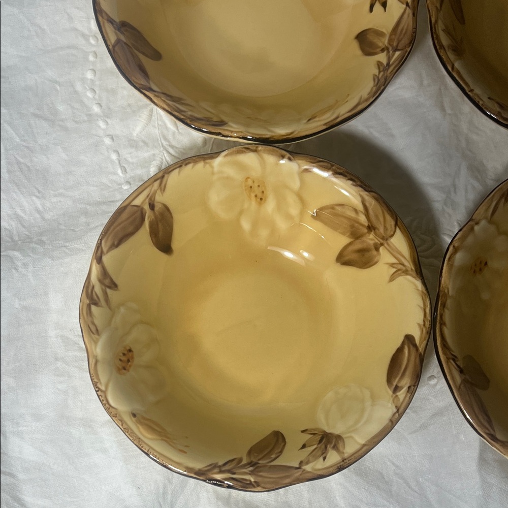 Franciscan Cafe Royale Floral Cream and Brown Bowls 6" - Picture 6 of 8